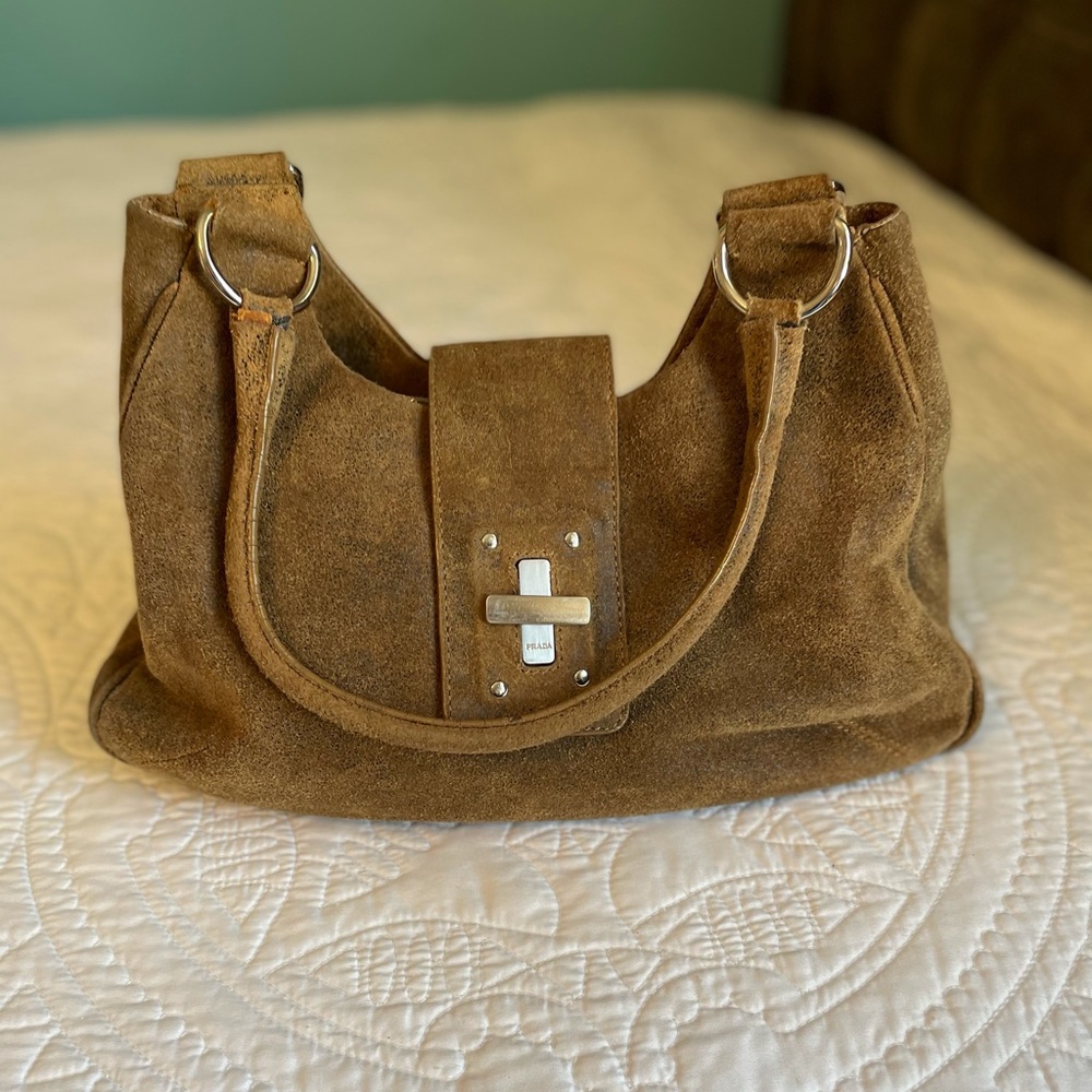 Prada Scamosciato Vintage Suede Shoulder B…
